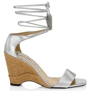Jimmy Choo wedges with crystal tassel ankle straps